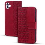 For iPhone 17 Business Diamond Buckle Leather Phone Case with Lanyard(Wine Red)