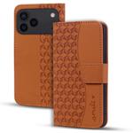 For iPhone 17 Pro Business Diamond Buckle Leather Phone Case with Lanyard(Brown)