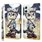 For Motorola Moto G54 3D Painted Leather Phone Case(Naughty Cat)