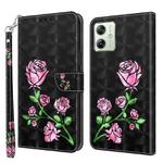 For Motorola Moto G54 3D Painted Leather Phone Case(Rose)