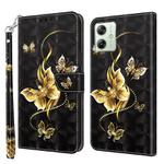 For Motorola Moto G54 3D Painted Leather Phone Case(Golden Swallow Butterfly)