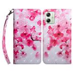 For Motorola Moto G54 3D Painted Leather Phone Case(Red Flower)