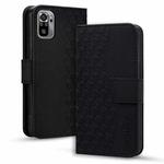 For Xiaomi Redmi Note 10 4G Business Diamond Buckle Leather Phone Case with Lanyard(Black)