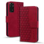 For Xiaomi Redmi Note 11 Business Diamond Buckle Leather Phone Case with Lanyard(Wine Red)