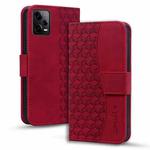 For Xiaomi Redmi Note 12 5G Global Business Diamond Buckle Leather Phone Case with Lanyard(Wine Red)