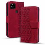 For Google Pixel 4a 5G Business Diamond Buckle Leather Phone Case with Lanyard(Wine Red)