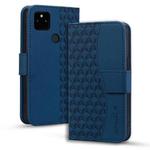 For Google Pixel 5a Business Diamond Buckle Leather Phone Case with Lanyard(Royal Blue)