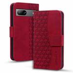 For Google Pixel 7a Business Diamond Buckle Leather Phone Case with Lanyard(Wine Red)