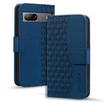 For Google Pixel 7a Business Diamond Buckle Leather Phone Case with Lanyard(Royal Blue)