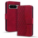 For Google Pixel 8 Pro Business Diamond Buckle Leather Phone Case with Lanyard(Wine Red)