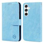 For Samsung Galaxy S24 5G Skin Feeling Oil Leather Texture PU + TPU Phone Case(Light Blue)