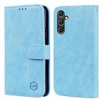 For Samsung Galaxy A55 5G Skin Feeling Oil Leather Texture PU + TPU Phone Case(Light Blue)