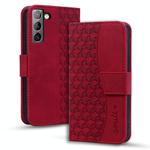 For Samsung Galaxy S22+ 5G Diamond Buckle Leather Phone Case with Lanyard(Wine Red)