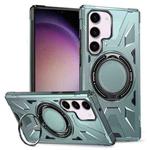 For Samsung Galaxy S23 5G MagSafe Magnetic Shockproof Phone Case with Ring Holder(Green)