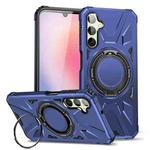 For Samsung Galaxy A24 5G MagSafe Magnetic Shockproof Phone Case with Ring Holder(Navy Blue)