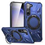 For Samsung Galaxy S24 5G MagSafe Magnetic Shockproof Phone Case with Ring Holder(Navy Blue)