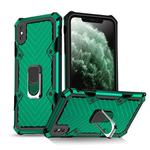 For iPhone X / XS Cool Armor PC+TPU Shockproof Case with 360 Degree Rotation Ring Holder(Dark Green)