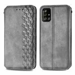 For Samsung Galaxy A71 5G Cubic Grid Pressed Horizontal Flip Magnetic Leather Case with Holder & Card Slots & Wallet(Grey)