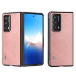 For Honor Magic VS2 ABEEL Black Edge Two-color Calf Texture PU Phone Case(Pink)