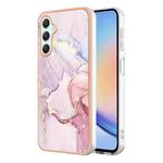 For Samsung Galaxy A25 5G Electroplating Marble Dual-side IMD Phone Case(Rose Gold 005)