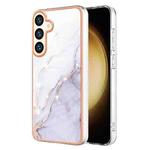 For Samsung Galaxy S24+ 5G Electroplating Marble Dual-side IMD Phone Case(White 006)