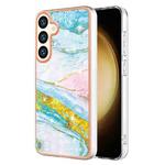 For Samsung Galaxy S24 5G Electroplating Marble Dual-side IMD Phone Case(Green 004)