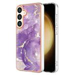 For Samsung Galaxy S24 5G Electroplating Marble Dual-side IMD Phone Case(Purple 002)