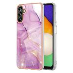 For Samsung Galaxy A35 5G Electroplating Marble Dual-side IMD Phone Case(Purple 001)