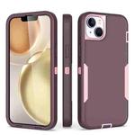 For iPhone 15 Plus 2 in 1 Magnetic PC + TPU Phone Case(Purple Red+Pink)