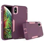 For iPhone X / XS 2 in 1 Magnetic PC + TPU Phone Case(Purple Red+Pink)