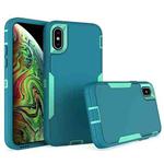 For iPhone X / XS 2 in 1 Magnetic PC + TPU Phone Case(Blue+Blue Green)
