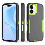 For iPhone 16 2 in 1 Magnetic PC + TPU Phone Case(Gray+Fluorescent Green)