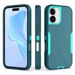 For iPhone 16 2 in 1 Magnetic PC + TPU Phone Case(Blue+Blue Green)