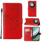 For Huawei Mate 60 Embossed Butterfly Leather Phone Case(Red)