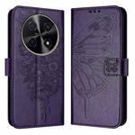 For Huawei Nova 12i 4G Global Embossed Butterfly Leather Phone Case(Dark Purple)