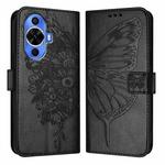 For Huawei Nova 12s 4G Global Embossed Butterfly Leather Phone Case(Black)