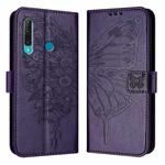For Huawei Enjoy 9s/P Smart/P Smart+ 2019 Embossed Butterfly Leather Phone Case(Dark Purple)