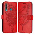 For Huawei Enjoy 9s/P Smart/P Smart+ 2019 Embossed Butterfly Leather Phone Case(Red)