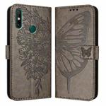 For Huawei Enjoy 20 SE/Y7a 4G/P Smart 2021 Embossed Butterfly Leather Phone Case(Grey)