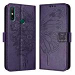 For Huawei Enjoy 20 SE/Y7a 4G/P Smart 2021 Embossed Butterfly Leather Phone Case(Dark Purple)