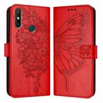 For Huawei Enjoy 20 SE/Y7a 4G/P Smart 2021 Embossed Butterfly Leather Phone Case(Red)