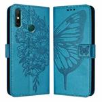 For Huawei Enjoy 20 SE/Y7a 4G/P Smart 2021 Embossed Butterfly Leather Phone Case(Blue)