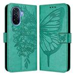 For Huawei Enjoy 50 4G / Nova Y70 Plus Embossed Butterfly Leather Phone Case(Green)