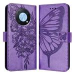 For Huawei Enjoy 50 Pro 4G / Nova Y90 Embossed Butterfly Leather Phone Case(Purple)