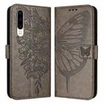 For Huawei P30 Embossed Butterfly Leather Phone Case(Grey)