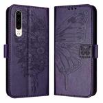 For Huawei P30 Embossed Butterfly Leather Phone Case(Dark Purple)