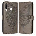 For Huawei P30 Lite / Nova 4e Embossed Butterfly Leather Phone Case(Grey)