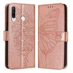 For Huawei P30 Lite / Nova 4e Embossed Butterfly Leather Phone Case(Rose Gold)