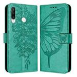 For Huawei P30 Lite / Nova 4e Embossed Butterfly Leather Phone Case(Green)