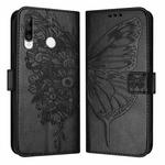 For Huawei P30 Lite / Nova 4e Embossed Butterfly Leather Phone Case(Black)